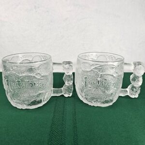 The Flintstones "Rocky Road" Glass Mug McDonald's‎ Collector MCM Retro set of 2